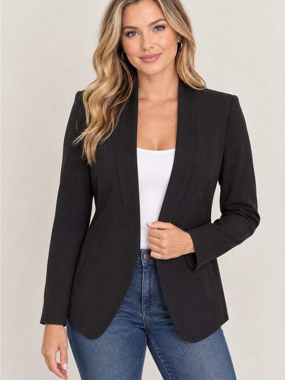 Apt. 9 Black Open-Front Tailored Blazer